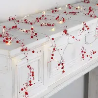OEM Lichterkette mit 36 roten Perlen-LEDs, batteriebetrieben, Timer, 4,5 m