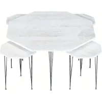 AEA Eleganter weißer Holz-Couchtisch mit Beistelltischen im modernen Stil
