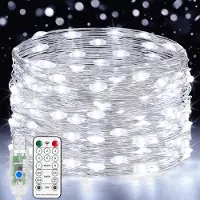 Dripio LED-Lichterkette 15 m, 150 LEDs, USB, Fernbedienung, IP65, kaltweiß