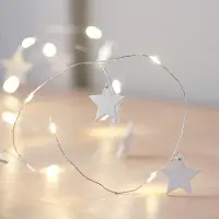 Dripio Lichterkette 20 warmweiße Holzsterne Micro LED Timer 1,9m