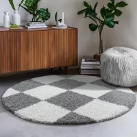 Sanat Hochflor-Teppich "Milano 1250, auch als Läufer und in Rund" rund 30 mm Höhe Hochflor, Shaggy, Karo, Wohnzimmer, Schlafzimmer