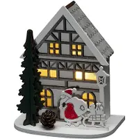Dripio LED Holz-Silhouette Haus, weiß, batteriebetrieben, 1 warmweiße LED