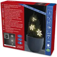 Dripio LED-Lichtvorhang, 3 Acryl-Schneeflocken, 15 warmweiße LEDs, Timer, IP44