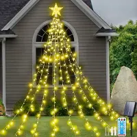 Dripio Solar-Lichterkette 198 LED, 2m×9 Stränge, 8 Modi, IP65, warmweiß