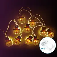 Dripio LED-Lichterkette 3 m, Schneemann aus Holz, warmweiß, batteriebetrieben