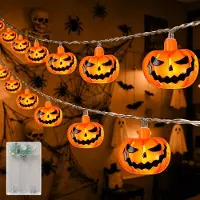 Dripio Halloween-Lichterkette, 3 m, 20 Kürbis-LEDs, Timer, Batterie