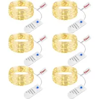 SURIGHT 2 Meter LED-Lichterkette, batteriebetrieben mit Timer - Set mit 6 Stück - Mini-Modus mit 3 Einstellungen