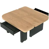 StarTech.com Couchtisch - 2-in-1-Design - Frei kombinierbar - 2 Schubladen - Abgerundete Formen - Höhenverstellbare Füße - Brauner Holzrahmen