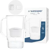Wessper D1 Solid Future Flow Wasserfilterkanne 2,8 Liter mit AquaClassic Filter in Weiß