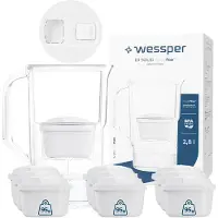 Wessper D1 SOLID FutureFlow Wasserfilterkanne 2,8 l Weiß mit LED-Anzeige und 10x aquamax Filterkartusche