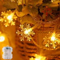 OEM Schneeflocken-Lichterkette, 40 LEDs, batteriebetrieben, 6 m, warmweiß