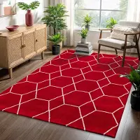 Sanat Teppich "Trellis, auch als Läufer und Rund", rot, B:160cm H:10mm L:230cm, Kunstfaser, Teppiche, Teppich, Kurzflor, skandi, boho, große Farbauswahl, alle Räume