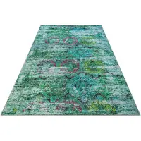 Wecon Home Teppich "Focus", bunt (blau), B:200cm H:6mm L:300cm, Baumwolle, Teppiche, Teppich, Vintage, Baumwolle, Kurzflor, Wohnzimmer, Schlafzimmer, pflegeleicht