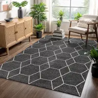 Sanat Teppich "Trellis, auch als Läufer und Rund", dunkelgrau, B:200cm H:10mm L:290cm, Kunstfaser, Teppiche, Teppich, Kurzflor, skandi, boho, große Farbauswahl, alle Räume