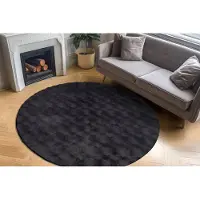 Obsession Teppich "Diamond Cut 800", grau (anthrazit), H:30mm Ø:120cm, Polyester, Teppiche, Teppich, Uni Farben, Hoch-Tief Effekt, weich & kuschelig, auch in rund