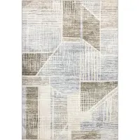 Kayoom Teppich "Visionary 129", beige (taupe), B:230cm H:8mm L:330cm, Polyester, Teppiche, Teppich, Kurzflor, Vintage, Patchwork Muster, Modernes Muster