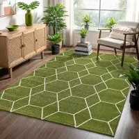 Sanat Teppich "Trellis, auch als Läufer und Rund", grün, B:140cm H:10mm L:200cm, Kunstfaser, Teppiche, Teppich, Kurzflor, skandi, boho, große Farbauswahl, alle Räume