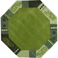 Theko Wollteppich "Ambadi" achteckig 14 mm Höhe reine Schurwolle, handgetuftet, mit Bordüre, modern