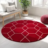 Sanat Teppich "Trellis, auch als Läufer und Rund", rot, H:10mm Ø:120cm, Kunstfaser, Teppiche, Teppich, Kurzflor, skandi, boho, große Farbauswahl, alle Räume