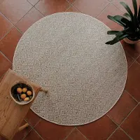 Wecon Home Teppich "Miami Beach", beige (sand beige), H:5mm Ø:200cm, Polypropylen, Teppiche, Teppich, In- & Outdoor Teppich, wetterfest, modernes Rauten Muster, Balkon