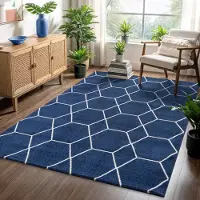 Sanat Teppich "Trellis, auch als Läufer und Rund", marine, B:240cm H:10mm L:340cm, Kunstfaser, Teppiche, Teppich, Kurzflor, skandi, boho, große Farbauswahl, alle Räume