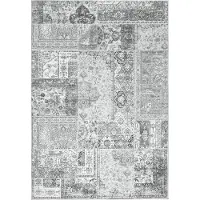 Kayoom Teppich "Visionary 130", grau, B:230cm H:8mm L:330cm, Polyester, Teppiche, Teppich, Kurzflor, Vintage, Patchwork Muster, Modernes Muster