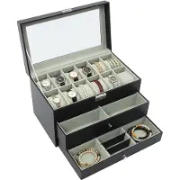 OEM Aufbewahrungsbox, 3-stufiger Organizer, mit Samt ausgekleidete Vitrine, schwarz