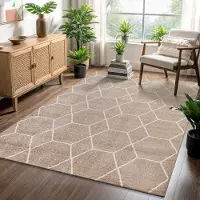 Sanat Teppich "Trellis, auch als Läufer und Rund", beige, B:240cm H:10mm L:340cm, Kunstfaser, Teppiche, Teppich, Kurzflor, skandi, boho, große Farbauswahl, alle Räume