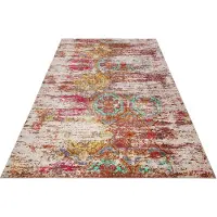 Wecon Home Teppich "Focus", bunt (orange), B:140cm H:6mm L:200cm, Baumwolle, Teppiche, Teppich, Vintage, Baumwolle, Kurzflor, Wohnzimmer, Schlafzimmer, pflegeleicht