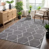 Sanat Teppich "Trellis, auch als Läufer und Rund", grau, B:120cm H:10mm L:170cm, Kunstfaser, Teppiche, Teppich, Kurzflor, skandi, boho, große Farbauswahl, alle Räume