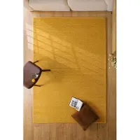Wecon Home Teppich "Castello ONE", gelb, B:140cm H:7mm L:200cm, Schurwolle, Teppiche, Teppich, Schurwolle, Kurzflor mit Hoch-Tief-Effekt, Wohnzimmer, Streifenmuster