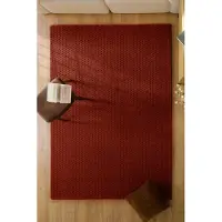 Wecon Home Teppich "Castello THREE", rot (purpur rot), B:140cm H:7mm L:200cm, Schurwolle, Teppiche, Teppich, Schurwolle, Kurzflor mit Hoch-Tief-Effekt, Wohnzimmer, Punktmuster