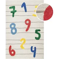 Smart Kids Kinderteppich "Countdown", bunt (beige), B:70cm H:16mm L:140cm, Schurwolle, Teppiche, Kinderteppich, Kinderteppich mit Zahlen, Hoch-Tief-Effekt, Schurwolle, Spielzimmer