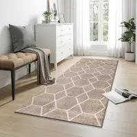 Sanat Teppich "Trellis, auch als Läufer und Rund", beige, B:80cm H:10mm L:200cm, Kunstfaser, Teppiche, Teppich, Kurzflor, skandi, boho, große Farbauswahl, alle Räume