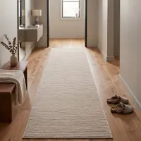 Sehrazat Teppich "LIMA, auch als Läufer und in RUnd", beige, B:80cm H:10mm L:150cm, Polyester, Polypropylen, Teppiche, Teppich, Kurzflor, Linienstruktur, leichter Glanz, Wohnzimmer