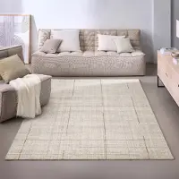 Wecon Home Teppich "Milly", beige (greige), B:80cm H:11mm L:150cm, Lyocell, Teppiche, Teppich, Kurzflorteppich, handgewebt, Naturfaser, Linienmuster, Wohnzimmer