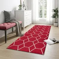 Sanat Teppich "Trellis, auch als Läufer und Rund", rot, B:80cm H:10mm L:200cm, Kunstfaser, Teppiche, Teppich, Kurzflor, skandi, boho, große Farbauswahl, alle Räume