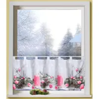 Weckbrodt Scheibengardine "Rosa Kerzen" Schlaufen 1 Stk. tlg. Bistro, Microsatin, Weihnachten, HxB 45x120cm, Gardine, Store