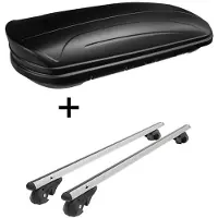 VDP Dachbox VDPMAA320 320Ltr abschließbar schwarz matt + Alu Relingträger VDP004L kompatibel mit für BMW 5er Touring Kombi E61 03-10