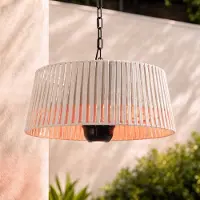 LUCANDE Hänge-Heizstrahler Pyravo, beige, Alu, Ø 60 cm Pyravo, creme / amber, Aluminium, Modern