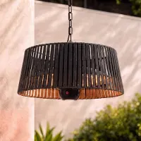 LUCANDE Hänge-Heizstrahler Pyravo, schwarz, Alu, Ø 60 cm