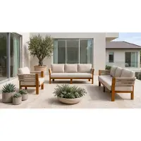 AEA Gartenlounge Set 3Sitzer Sofa Sessel Beige Elegant Komfortabel Modern