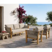 AEA Gartenlounge Set 3-Sitzer Sofa Sessel Beige Elegant Komfortabel