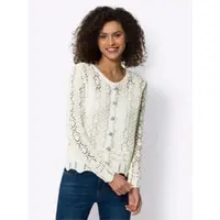 HEINE Ajourstrickjacke , Damen, Gr. 38, beige (champagner), 50% Baumwolle, 50% Polyacryl, unifarben, Strickjacken Ajourstrickjacke