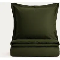 Homla MILO-Bettwäsche, einfarbig, Satin, mit Paspel, olivgrün, 140 x 200 + 1 x 70 x 80 cm