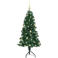 vidaXL Eckiger künstlicher Weihnachtsbaum Grün 150 cm PVC und Metall