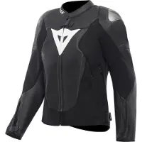 Dainese Avro 6 Damen Motorrad Lederjacke, schwarz/schwarz/weiß, 48