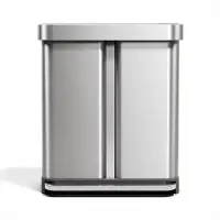 Simplehuman CW2209 58 Liter, Rechteckiger Doppelfach Treteimer mit Beutelfach, M