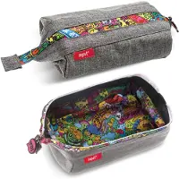 Zipit Lenny Federmäppchen, Etui mit breiter Öffnung für Schule, Grau