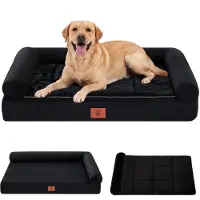 GTPLAYER Hundebett – 90x66x16 cm, Eierschalen-Schaumstoff mit Druckentlastung, wasserdichtes, waschbares Hundebett mit 2-in-1-Kühl-/Heizunterlage